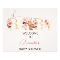 Signo de bienvenida de Baby Shower para rosa flora