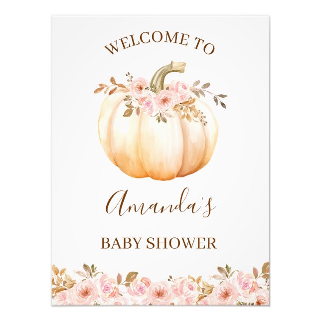 Foto Signo de bienvenida de Boho Little Pumpkin Baby Sh (Frente)