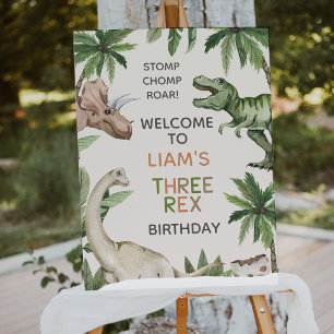 Foto Signo de bienvenida de cumpleaños de dinosaurios d