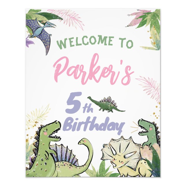 Foto Signo de bienvenida de dinosaurios con tema de Fie (Frente)