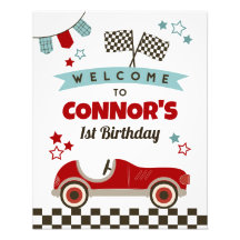 Signo de bienvenida del tema del coche de carrera