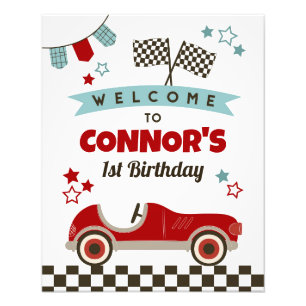 Foto Signo de bienvenida del tema del coche de carrera