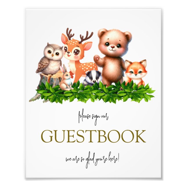 Foto Signo de GuestBook para animales del bosque (Frente)