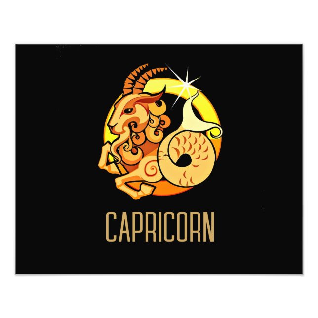 Foto Signo de zodiaco de Capricornio marrón y dorado ne (Frente)