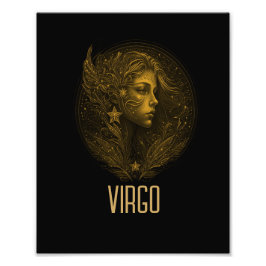 Foto Signo zodiaco clásico de Virgo Dorado negro