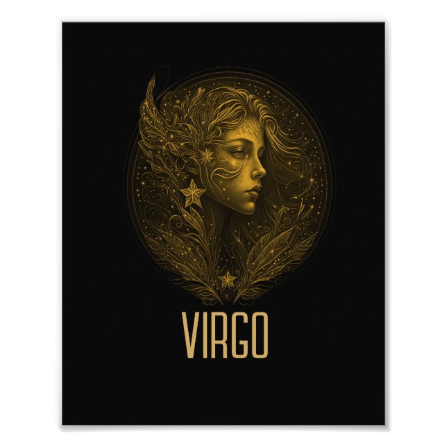 Foto Signo zodiaco clásico de Virgo Dorado negro (Frente)