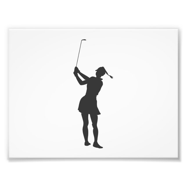 Foto Silhouette de una mujer jugando al golf (Frente)