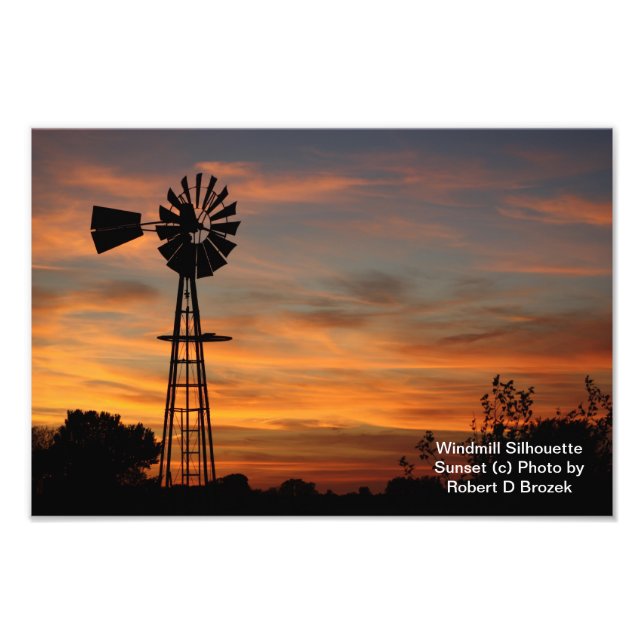 Foto Silhouette Windmill Sunset Photo (Frente)