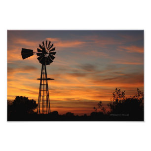 Foto Silhouette Windmill Sunset Photo