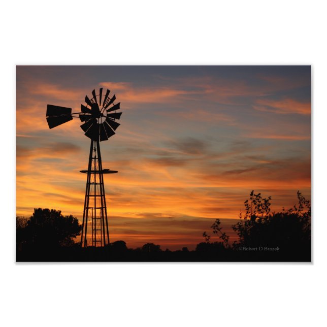 Foto Silhouette Windmill Sunset Photo (Frente)