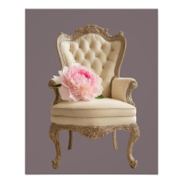 Foto silla alada Queen Anne con peonía rosa