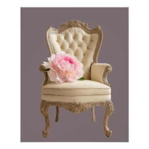 Foto silla alada Queen Anne con peonía rosa