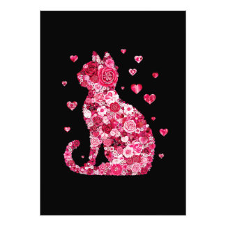 Foto Silueta de gato floral ArtFaux tela envuelta