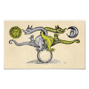 Foto Símbolo de dragón dorado y plateado