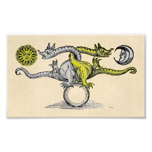 Foto Símbolo de dragón dorado y plateado (Frente)