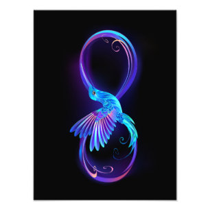 Foto Símbolo de Infinito Neon con Colibrí Brillante