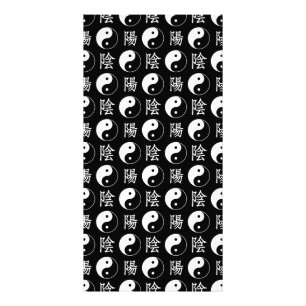 Foto Símbolo de Yinyang negro patrón de texto chino