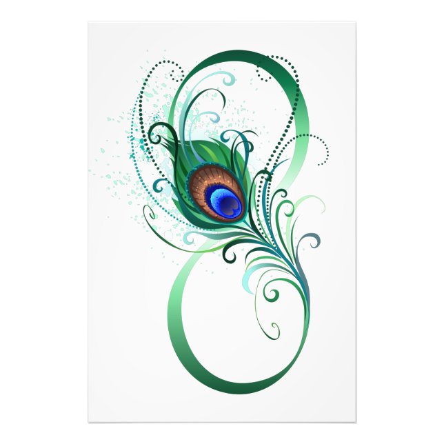 Foto Símbolo infinito con pluma de pavo real (Frente)