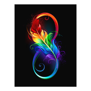 Foto Símbolo infinito con plumas arcoiris