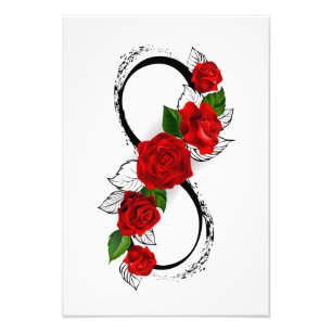 Foto Símbolo infinito con rosas rojas