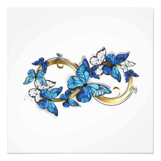 Foto Símbolo infinito de mariposas Morpho azules (Frente)