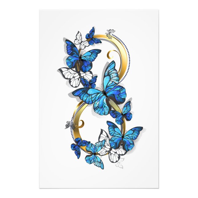 Foto Símbolo infinito de mariposas Morpho azules (Frente)