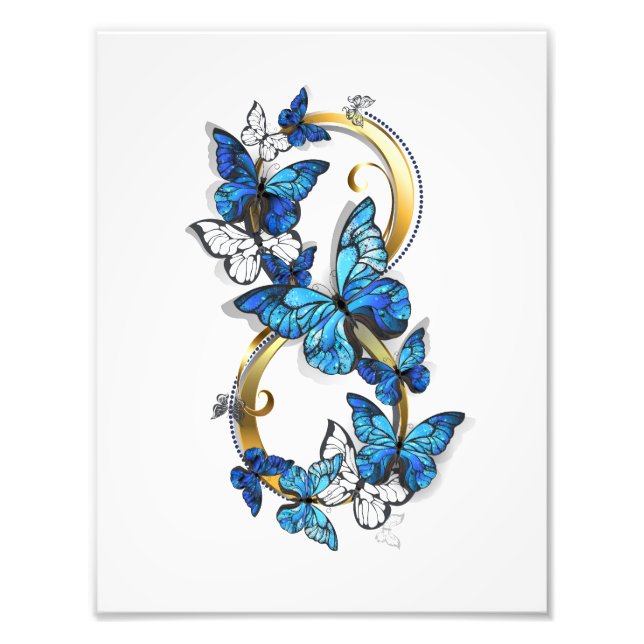 Foto Símbolo infinito de mariposas Morpho azules (Frente)