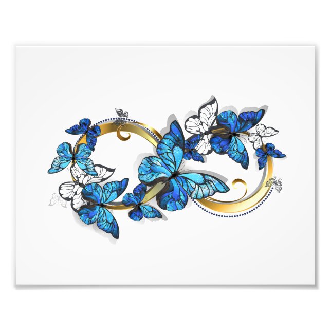 Foto Símbolo infinito de mariposas Morpho azules (Frente)