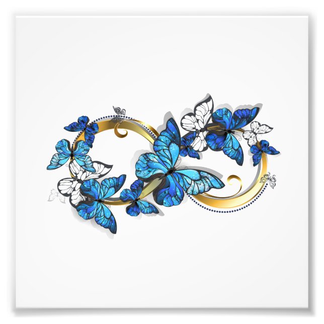Foto Símbolo infinito de mariposas Morpho azules (Frente)