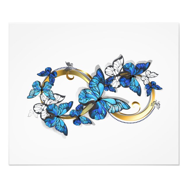 Foto Símbolo infinito de mariposas Morpho azules (Frente)