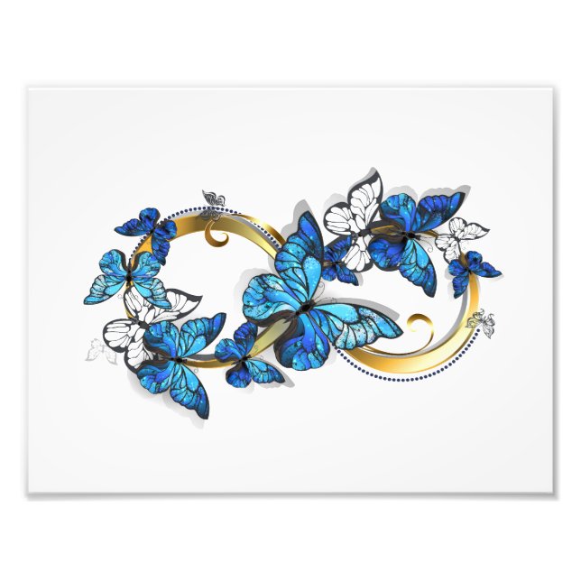 Foto Símbolo infinito de mariposas Morpho azules (Frente)