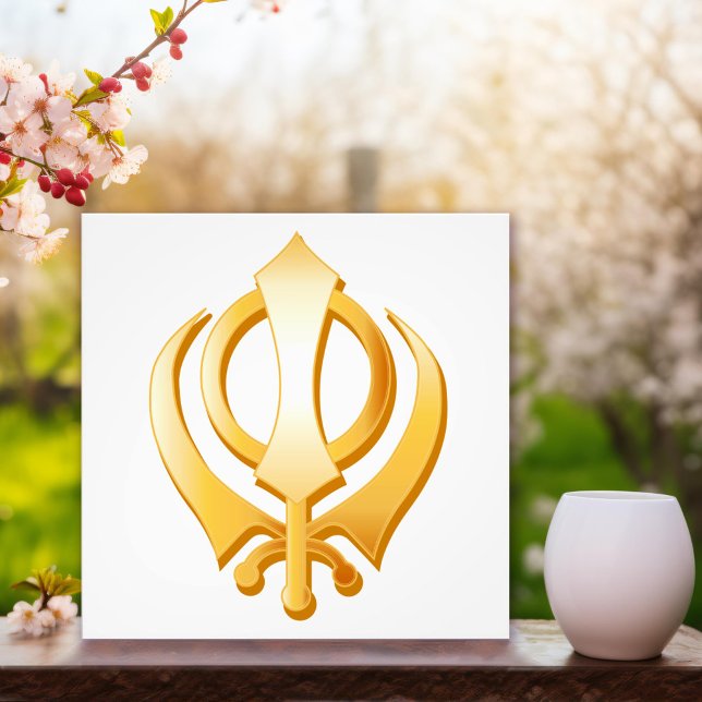 Foto Símbolo sij (Sikh Photo Print,
Gold Khanda, symbol of the Sikh religion. )
