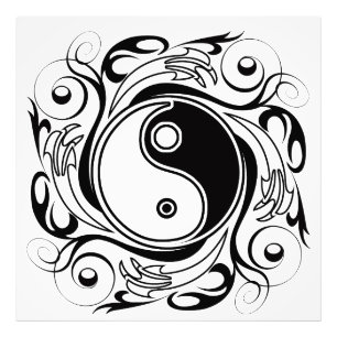 Foto Símbolo Yin & Yang en estilo de tatuaje negro y bl