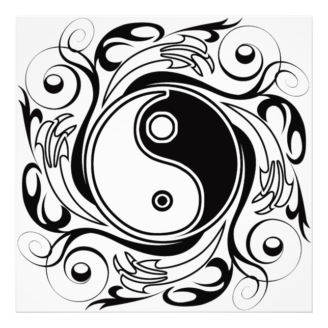 Foto Símbolo Yin & Yang estilo Tatuaje blanco y negro (Frente)