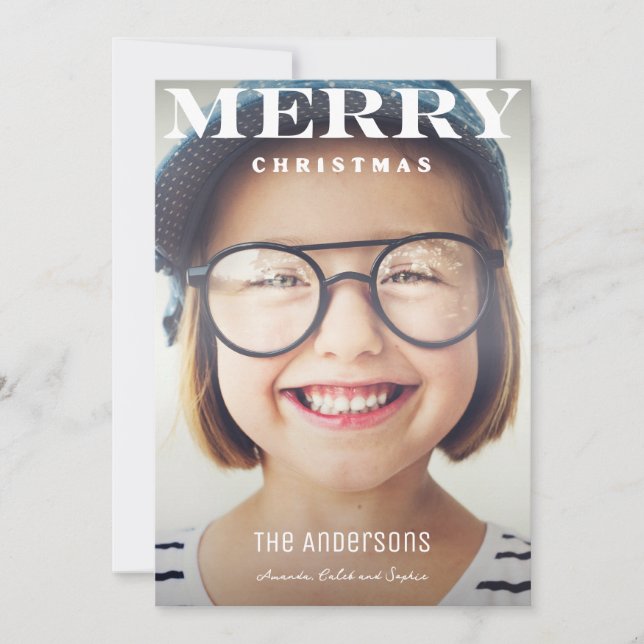 Foto Simple de Niño con Feliz Navidad con Sangrado (Anverso)
