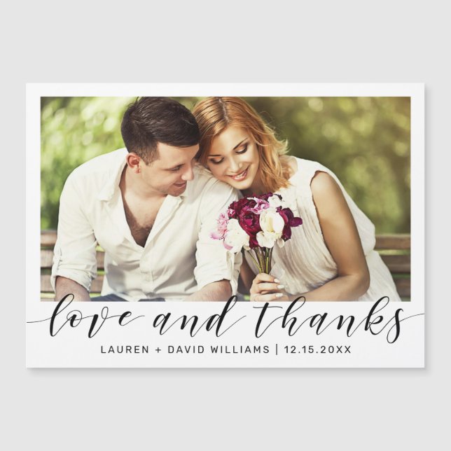 Foto simple guión negro Boda blanco gracias (Anverso)