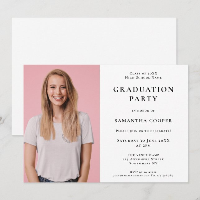 Foto simple Invitación a la fiesta de graduación b (Anverso / Reverso)
