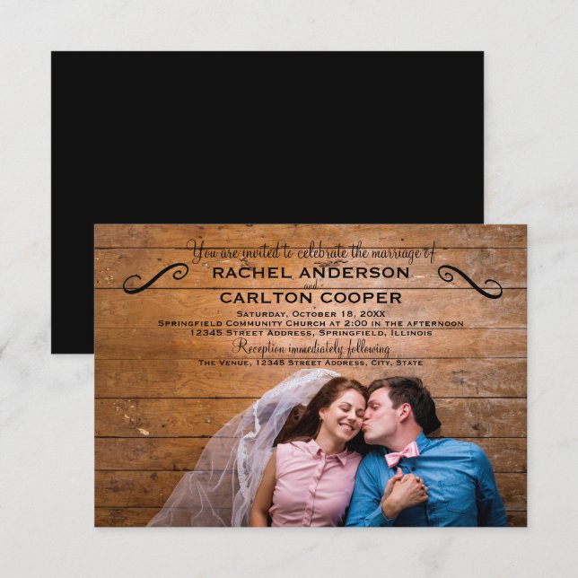 Foto simple - Invitación a matrimonio 3x5 (Anverso / Reverso)