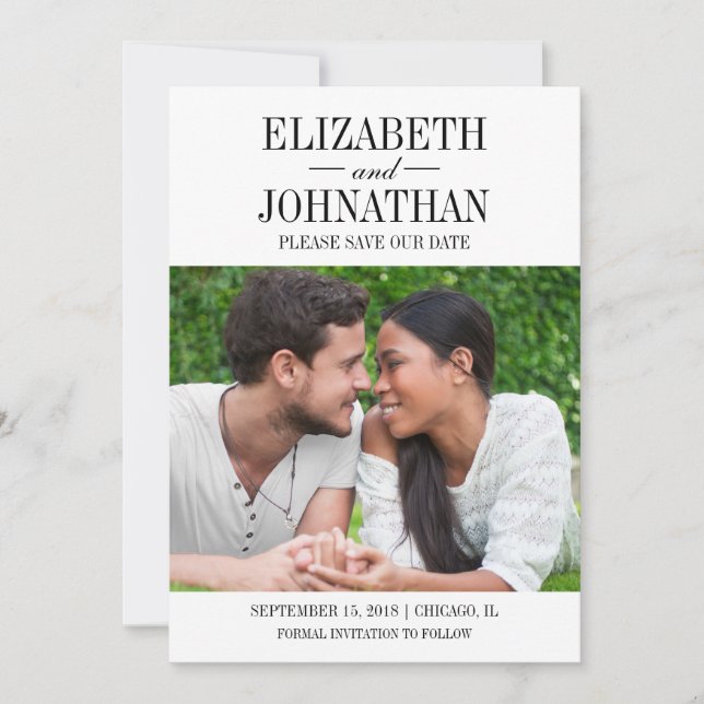 Foto simple y elegante Guardar la tarjeta de fecha (Anverso)