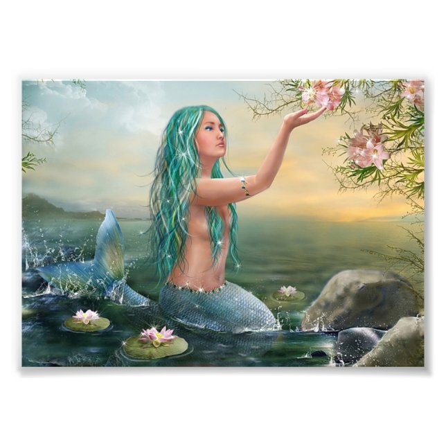 Foto sirena de pelo verde (Frente)
