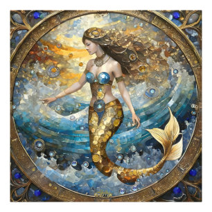 Foto Sirena en las olas del océano