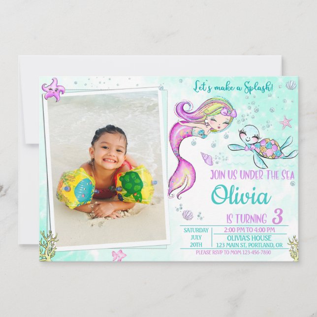 Foto: Sirena y Fiesta de la invitación al cumpleañ (Anverso)