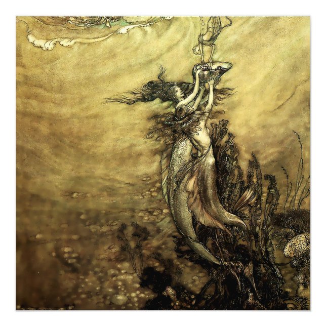 Foto "Sirenas del Rin" por Arthur Rackham (Frente)