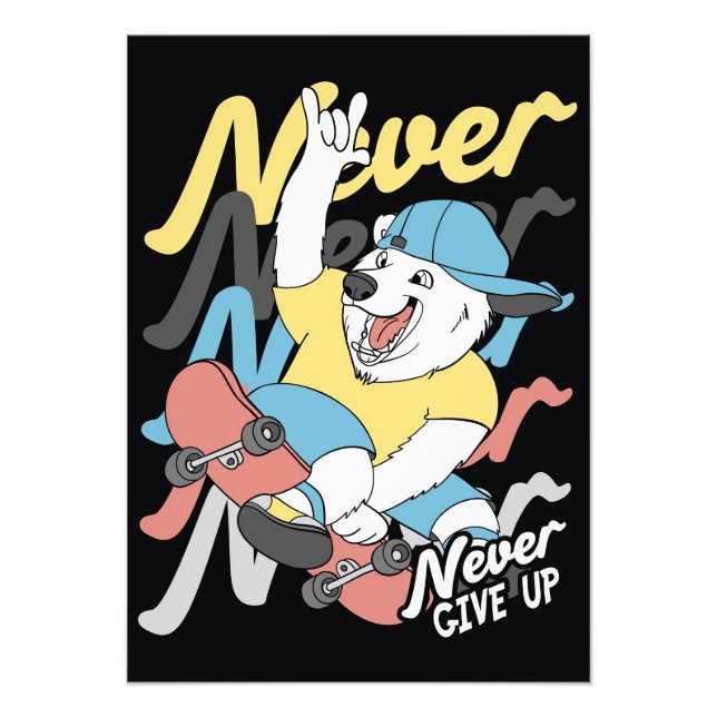 Foto Skateboarder Bear Skate Skateboard Nunca se rinde (Frente)