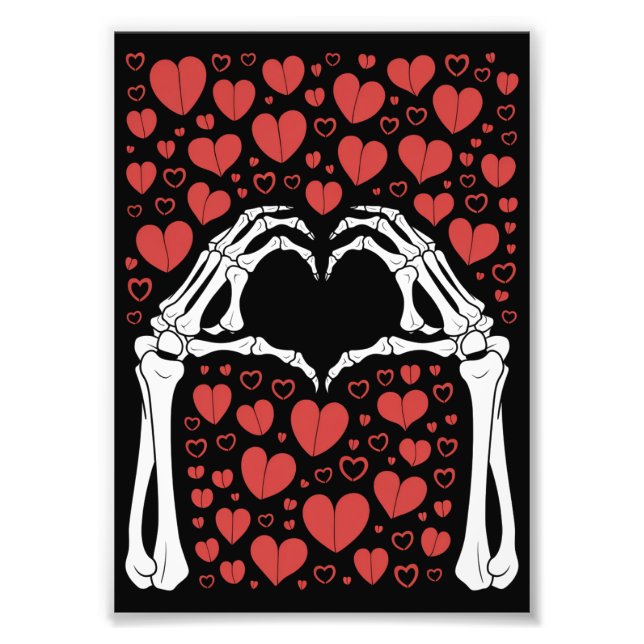 Foto Skeleton Hand Heart Día de San Valentín Funny Love (Frente)