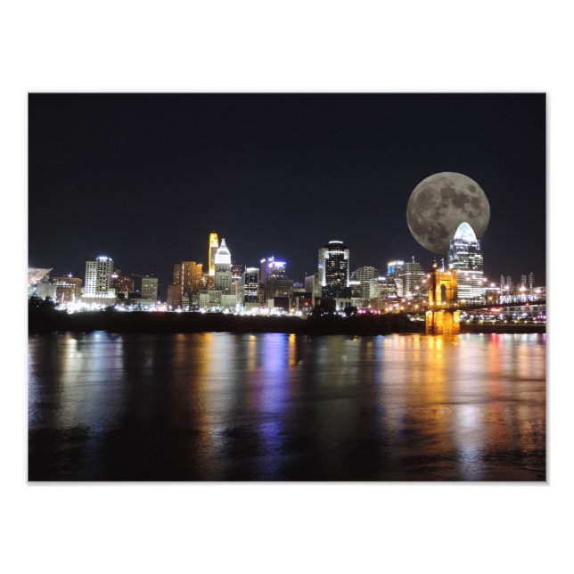 Foto Skyline de Cincinnat con el poster de la luna (Frente)