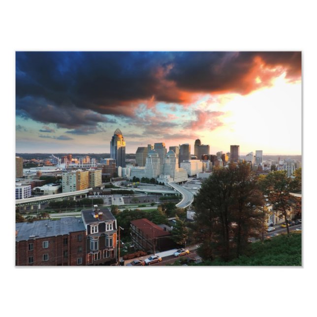 Foto Skyline de Cincinnati al atardecer (Frente)