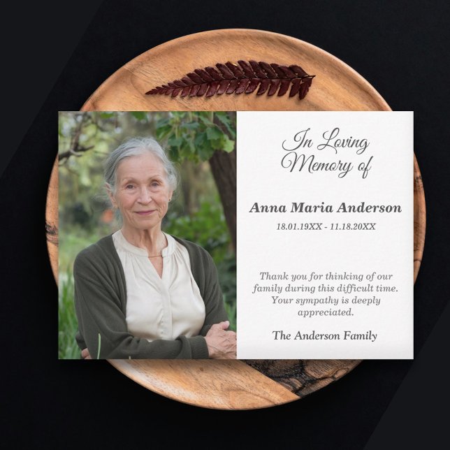 Foto Sober Funeral Tarjeta de agradecimiento (Photo Sober Funeral Thank You Card)