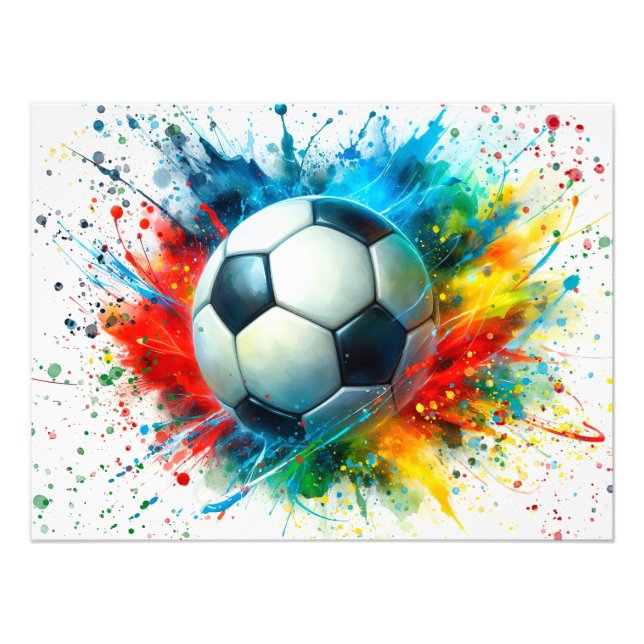 Foto Soccer Ball with Colorful Paint Splatter (Frente)