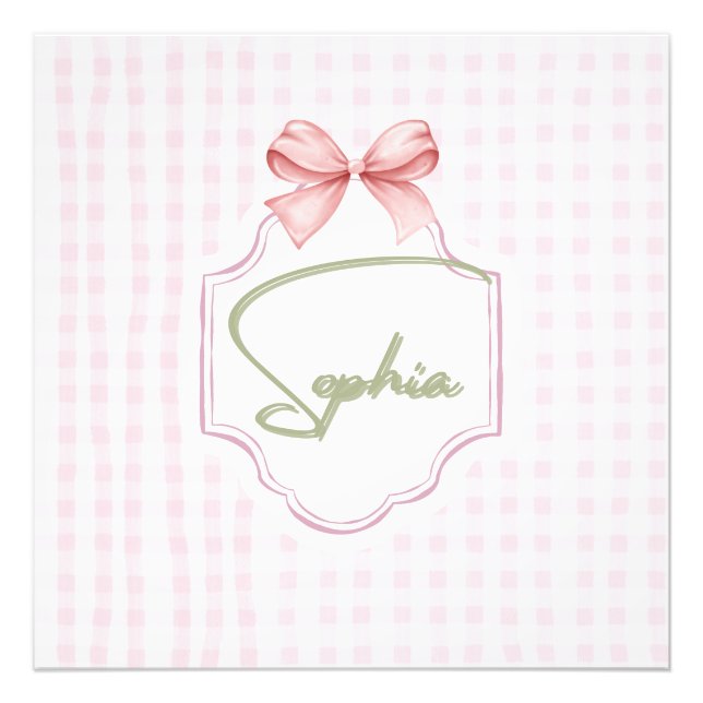 Foto Sofia Personalizada Niña Bebé Nursery Bow&Gingham (Frente)
